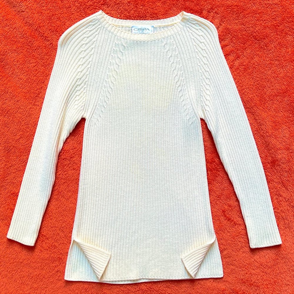 Gispa Italian made ribbed long wool blend sweater S